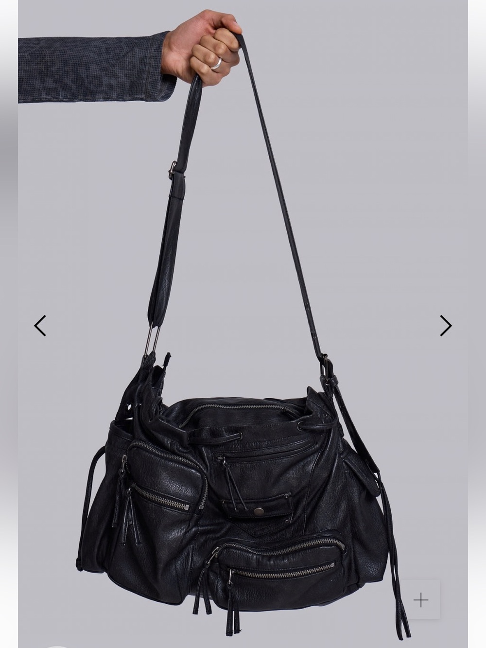Jaden London Faux Leather Utility Satchel black